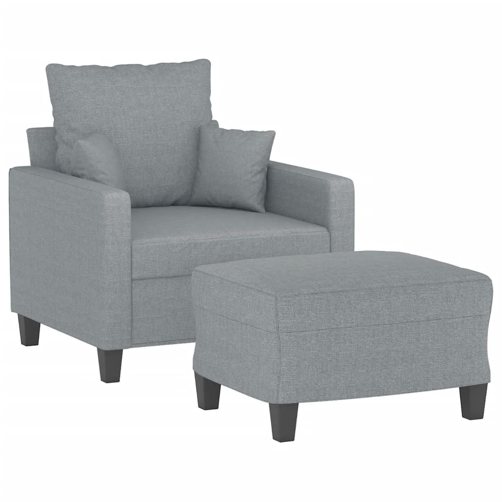 Fauteuil met voetenbank 60 cm stof lichtgrijs