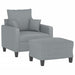 Fauteuil met voetenbank 60 cm stof lichtgrijs