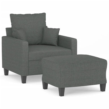 Fauteuil met voetenbank 60 cm stof donkergrijs