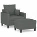 Fauteuil met voetenbank 60 cm stof donkergrijs