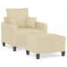 Fauteuil met voetenbank 60 cm stof crèmekleurig