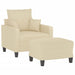 Fauteuil met voetenbank 60 cm stof crèmekleurig