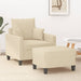 Fauteuil met voetenbank 60 cm stof crèmekleurig