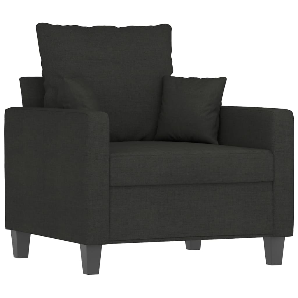 Fauteuil met voetenbank 60 cm stof zwart