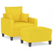Fauteuil met voetenbank 60 cm stof lichtgeel