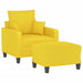 Fauteuil met voetenbank 60 cm stof lichtgeel
