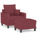 Fauteuil met voetenbank 60 cm stof wijnrood