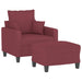 Fauteuil met voetenbank 60 cm stof wijnrood