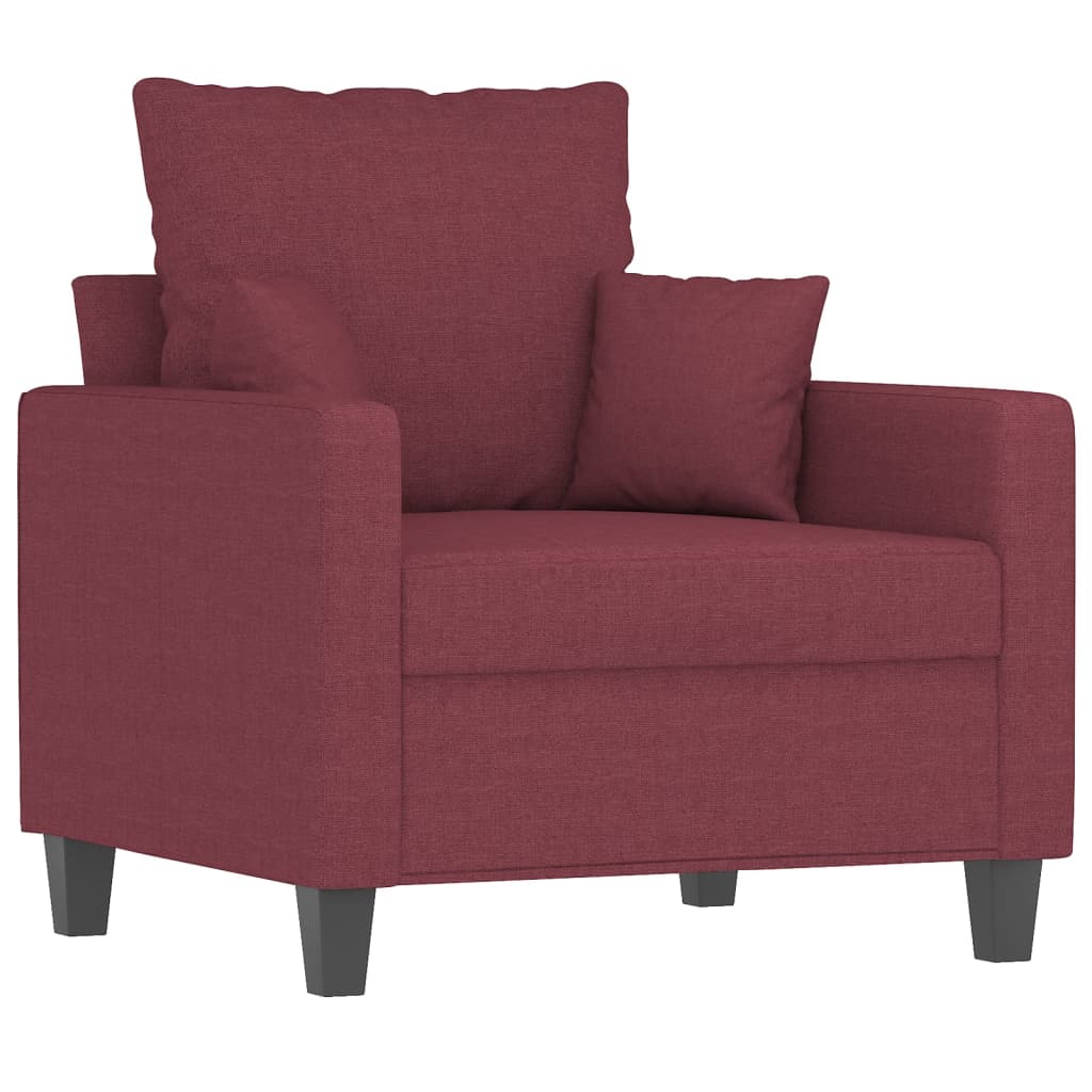 Fauteuil met voetenbank 60 cm stof wijnrood