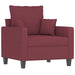 Fauteuil met voetenbank 60 cm stof wijnrood