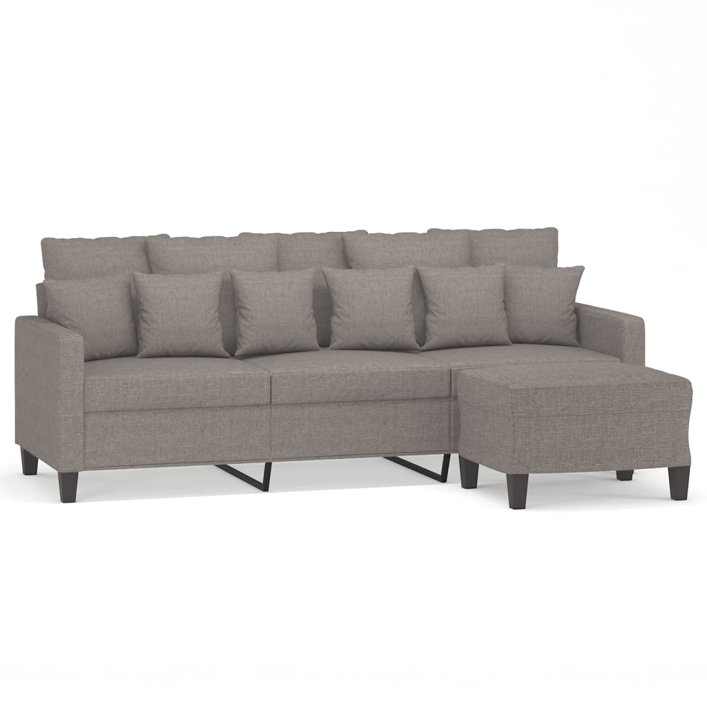 Driezitsbank met voetenbank 180 cm stof taupe