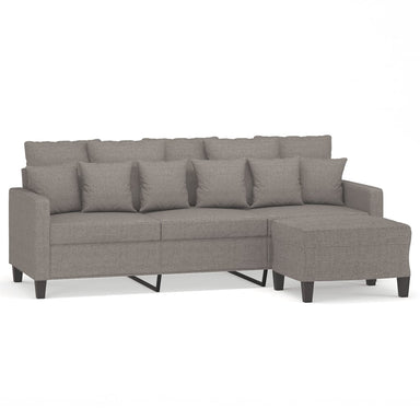 Driezitsbank met voetenbank 180 cm stof taupe