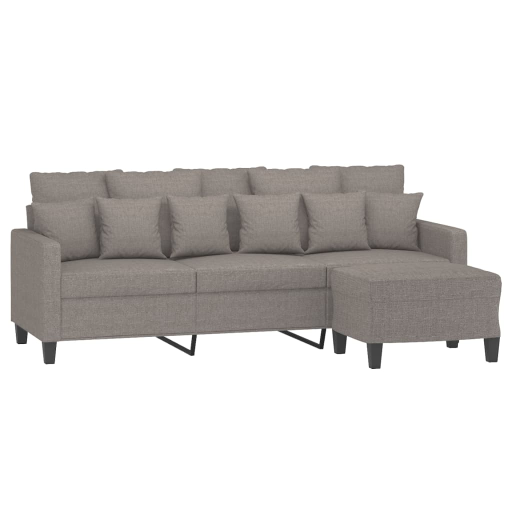 Driezitsbank met voetenbank 180 cm stof taupe