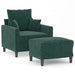 Fauteuil met voetenbank 60 cm fluweel donkergroen