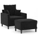 Fauteuil met voetenbank 60 cm fluweel zwart