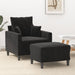 Fauteuil met voetenbank 60 cm fluweel zwart