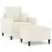 Fauteuil met voetenbank 60 cm fluweel crèmekleurig