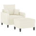 Fauteuil met voetenbank 60 cm fluweel crèmekleurig