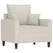 Fauteuil met voetenbank 60 cm fluweel crèmekleurig