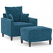 Fauteuil met voetenbank 60 cm fluweel blauw
