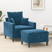 Fauteuil met voetenbank 60 cm fluweel blauw
