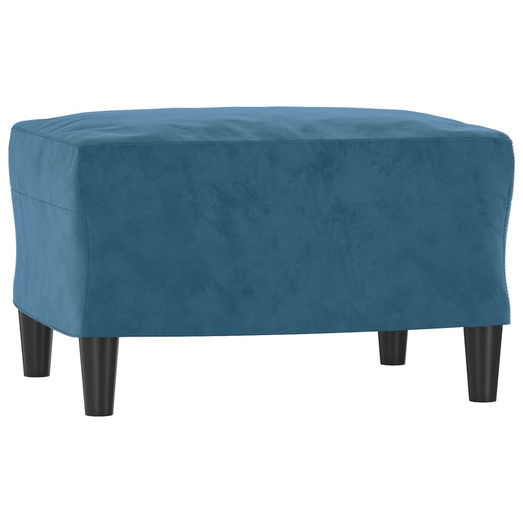 Driezitsbank met voetenbank 180 cm fluweel blauw