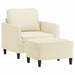Fauteuil met voetenbank 60 cm kunstleer crèmekleurig