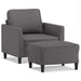 Fauteuil met voetenbank 60 cm kunstleer grijs