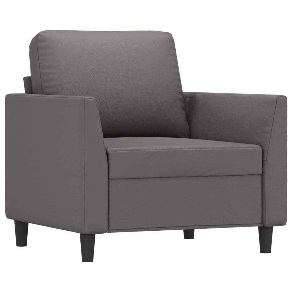 Fauteuil met voetenbank 60 cm kunstleer grijs