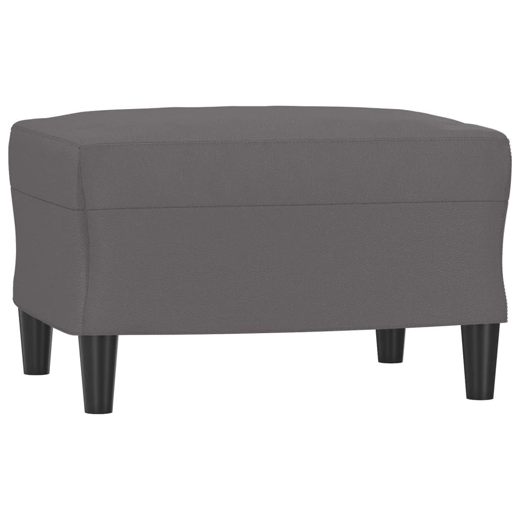 Fauteuil met voetenbank 60 cm kunstleer grijs