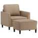 Fauteuil met voetenbank 60 cm kunstleer cappuccinokleurig