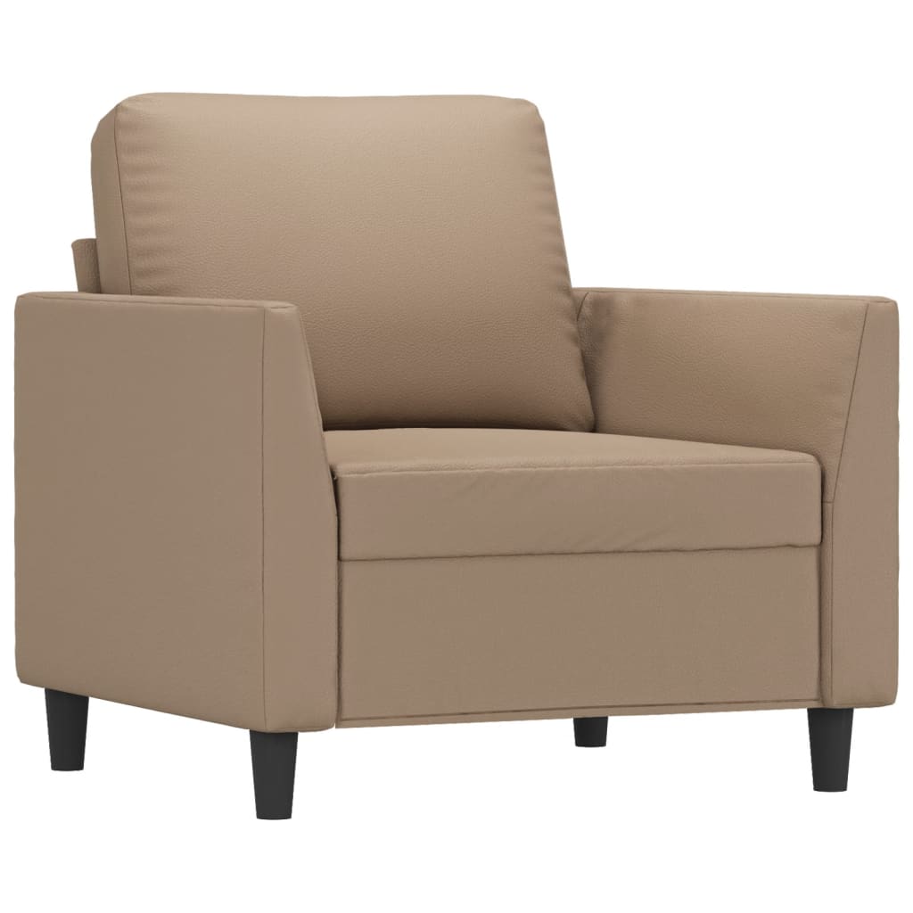 Fauteuil met voetenbank 60 cm kunstleer cappuccinokleurig