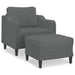 Fauteuil met voetenbank 60 cm stof donkergrijs