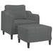 Fauteuil met voetenbank 60 cm stof donkergrijs