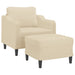 Fauteuil met voetenbank 60 cm stof crèmekleurig