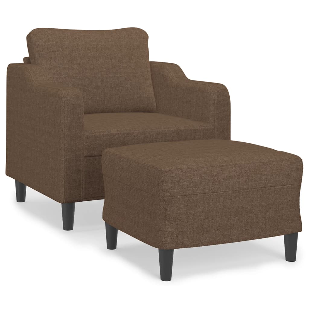 Fauteuil met voetenbank 60 cm stof bruin