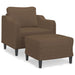 Fauteuil met voetenbank 60 cm stof bruin