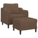 Fauteuil met voetenbank 60 cm stof bruin