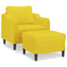 Fauteuil met voetenbank 60 cm stof lichtgeel