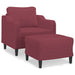 Fauteuil met voetenbank 60 cm stof wijnrood