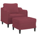 Fauteuil met voetenbank 60 cm stof wijnrood