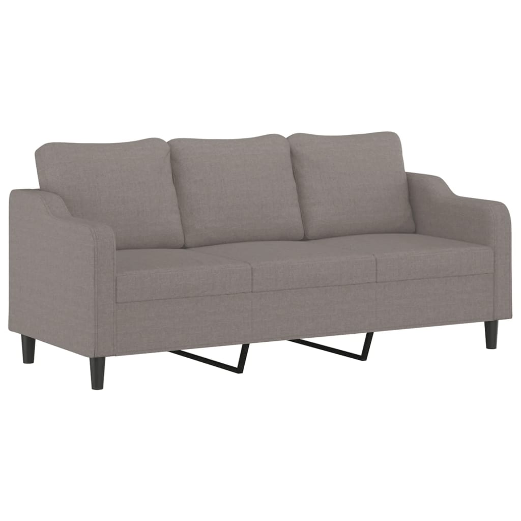 Driezitsbank met voetenbank 180 cm stof taupe