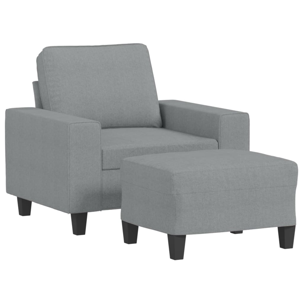 Fauteuil met voetenbank 60 cm stof lichtgrijs
