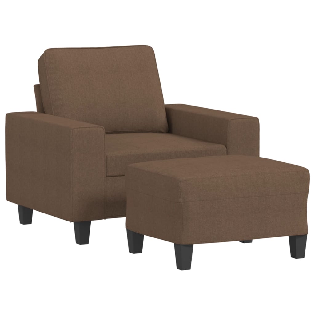 Fauteuil met voetenbank 60 cm stof bruin