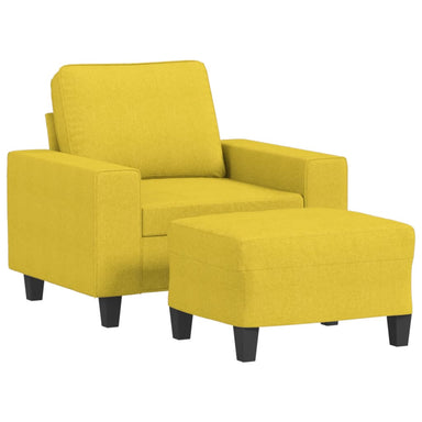 Fauteuil met voetenbank 60 cm stof lichtgeel