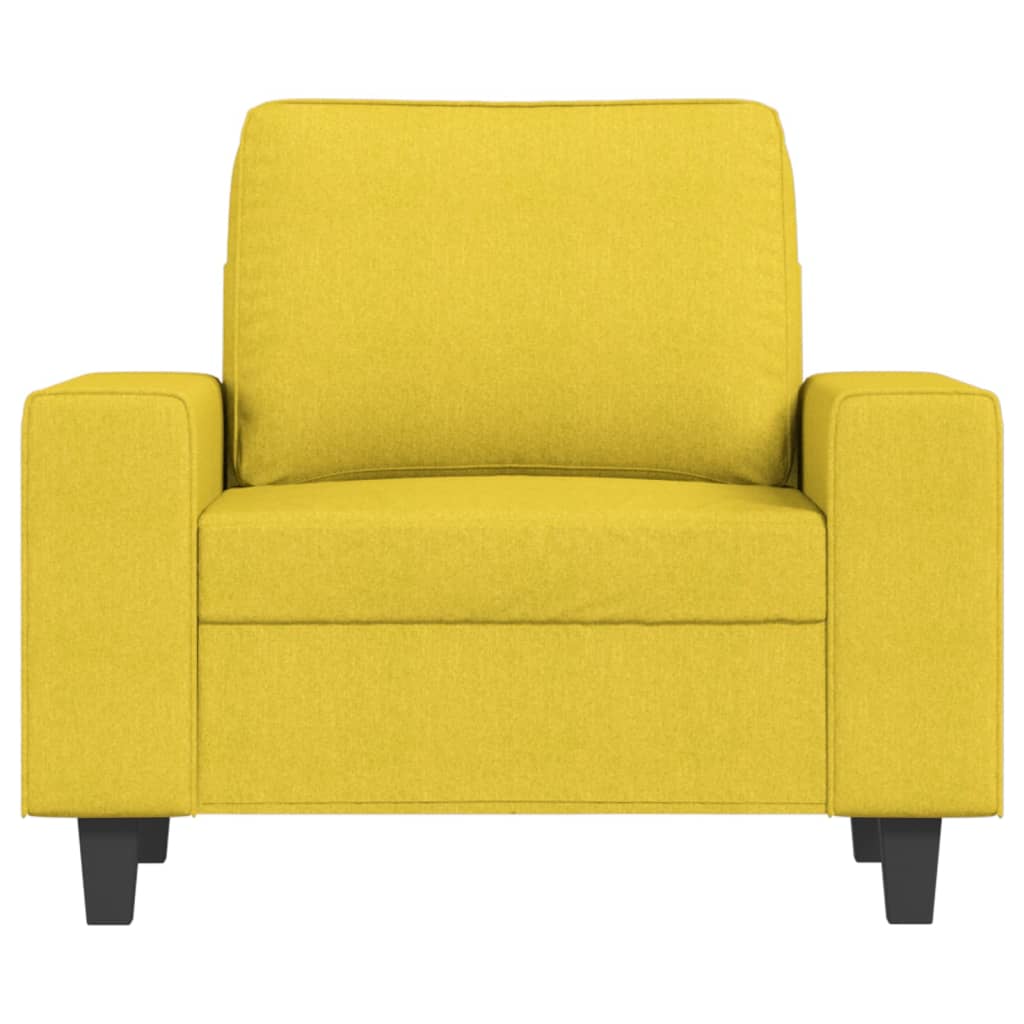 Fauteuil met voetenbank 60 cm stof lichtgeel