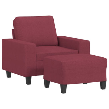 Fauteuil met voetenbank 60 cm stof wijnrood