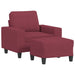 Fauteuil met voetenbank 60 cm stof wijnrood