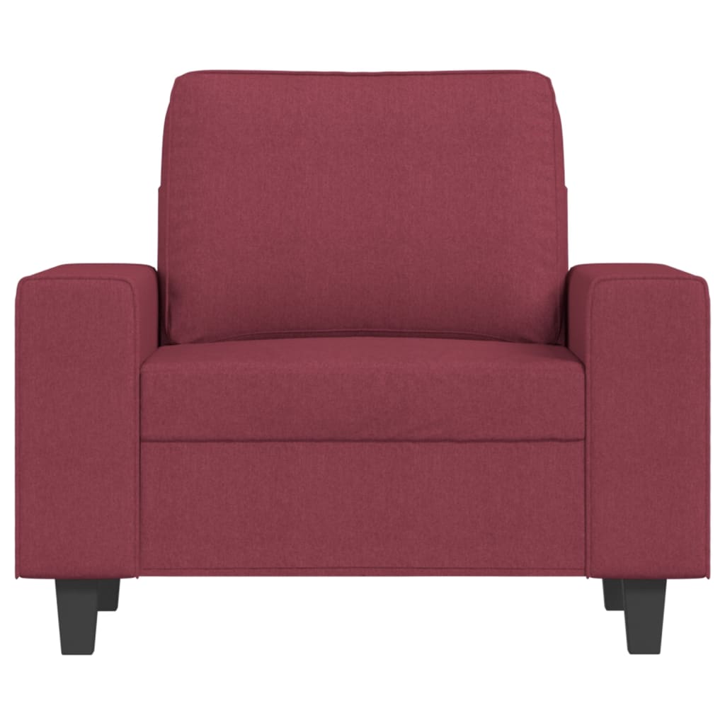 Fauteuil met voetenbank 60 cm stof wijnrood