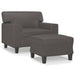 Fauteuil met voetenbank 60 cm kunstleer grijs